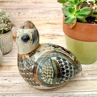 Mexican Pottery Bird, Dove, Hand Painted, Vintage 60s 70s 
