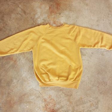 60s Deadstock Mustard Sportswear Raglan Sleeve Blank Sweatshirt Size M 