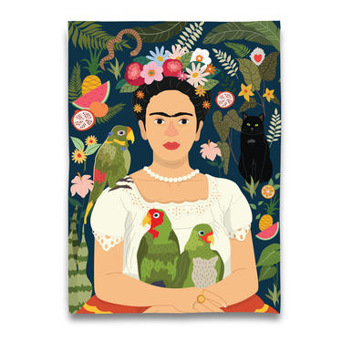 Frida Kahlo and her Parrots Tea Towel