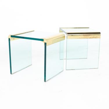 Pace Mid Century Glass Side Tables - A Pair - mcm 