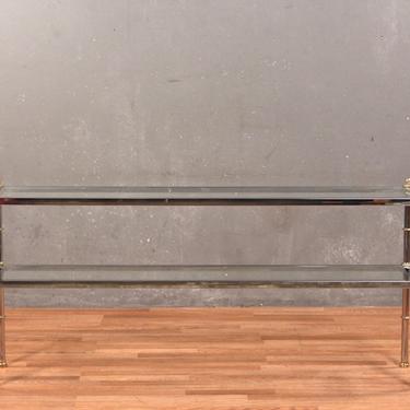 Chrome, Brass &amp; Glass 2-Tier Console Table – ONLINE ONLY
