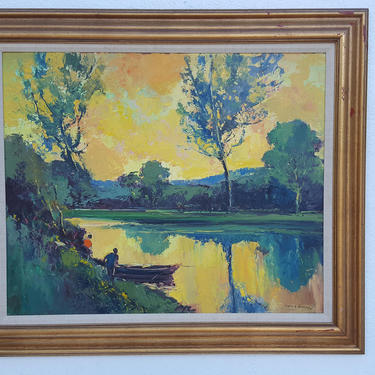 1975 Swamp Landscape Oil Signed Painting . 