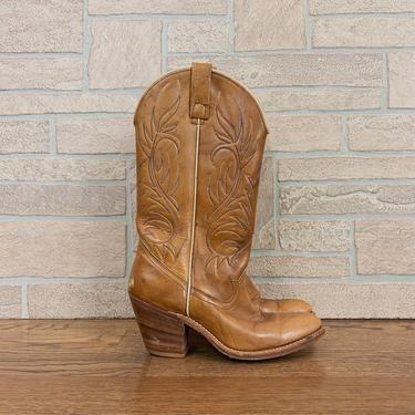 70's ACME Tooled Brown Leather Heeled Western Boot / Women's size 6 
