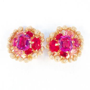Christian Dior Pink and Red Earrings 1968