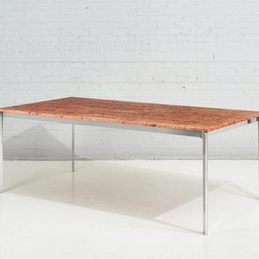 Red Marble Polished Aluminum Dining Table, 1960
