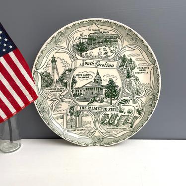 South Carolina souvenir state plate - 1960s transferware decorative plate 
