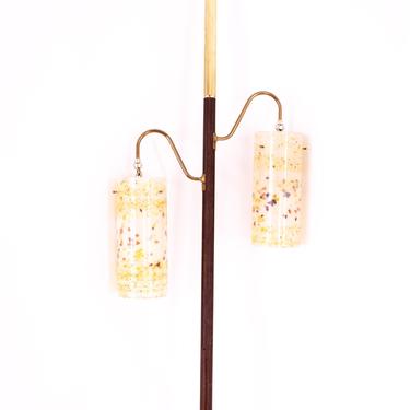 Mid Century Brass and Walnut Adjustable Lamp - mcm 
