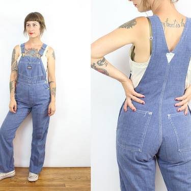Vintage 70's Osh Kosh Denim Overalls / 1970's Worn In Slim Fit / Workwear / Jumpsuit / Women's Size XS Small 