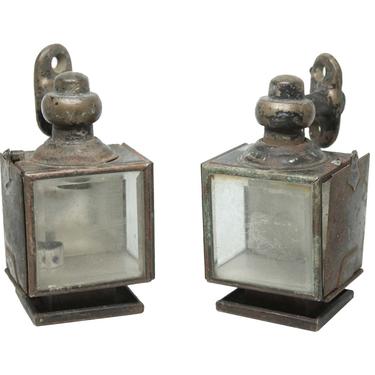 Pair of Antique Mini Tin Carriage Lights