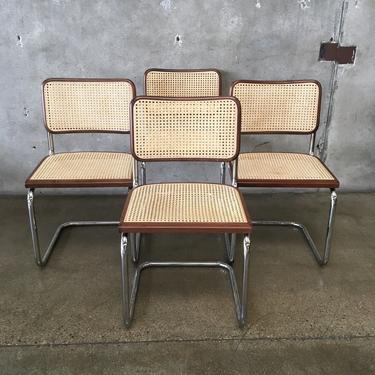 Contemporary Cane / Chrome Set of Four Chairs in the Style of Marcel Breuer