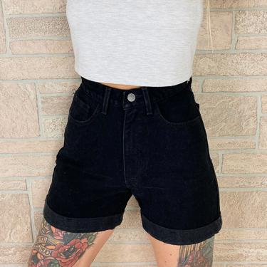 Guess Jeans Black High Rise Cuff Shorts / Size 23 24 