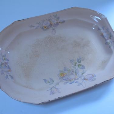 Vintage Pink Platter Shabby Chic Platter English Ironstone Platter French Country Floral Platter Victorian Farmhouse Stoneware Platter 