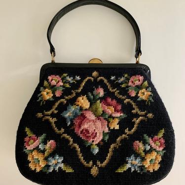 1950s Tapestry needlepoint frame handbag 