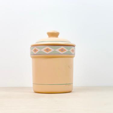 Vintage Ceramic Canister, Peach Jar Treasure Craft Southwest Pattern Japan Kitchenware 
