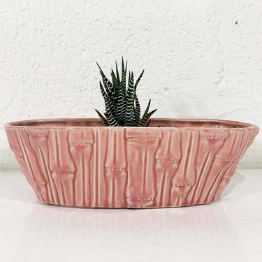 True Vintage Pink Brush McCoy Planter Bamboo Ceramic Pottery Bowl Pot Mid-Century Pot MCM USA Kawaii Cute Kitsch Cute 1950s 50s 