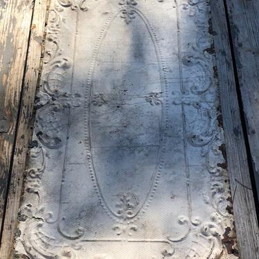Victorian Ceiling Tile Tin Panels Tin Ceiling Tiles Architectural Salvage Antique Ceiling Tile Shabby Chic Cream Wall Plaque Chippy Paint 