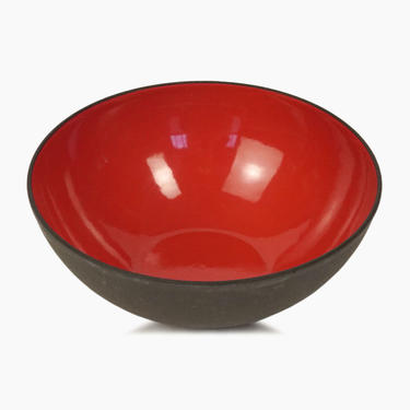 Danish Krenit Enameled Bowl Herbert Krenchel Red Small Mid Century Modern 