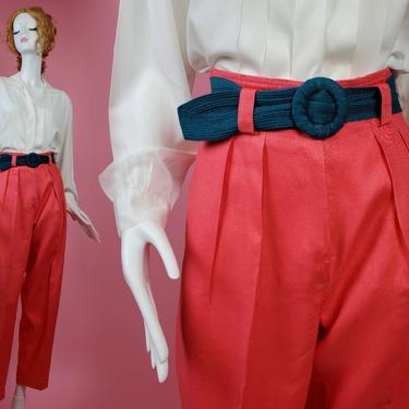 Vintage 80's deadstock coral linen pants. (26x29) 