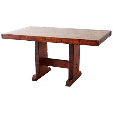 Rustic American Butcher Block Trestle Style Dining Table by ErinLaneEstate