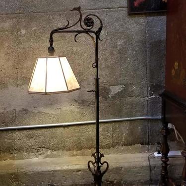 Floor Lamp Wrought Iron with Mica Shade 