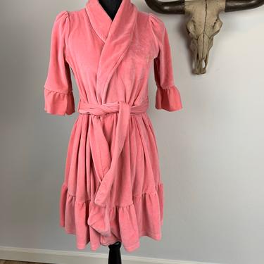 Vintage Juicy Couture Velour Robe Pink Ruffled 
