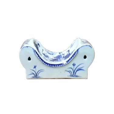 Chinese Blue White Porcelain Scenery Graphic Pillow Shape Display ws1112S 