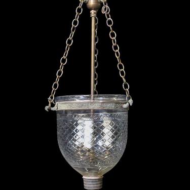 Antique 9.5 in. Clear Crystal Glass Hand Blown Bell Jar Light