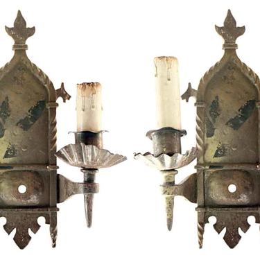 Antique 2 Arm Spanish Colonial Iron Wall Sconces