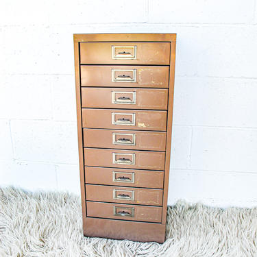 Vintage Industrial Metal Office File Cabinet 