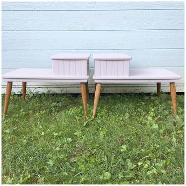 Pair of Grey Mid-Century End Tables