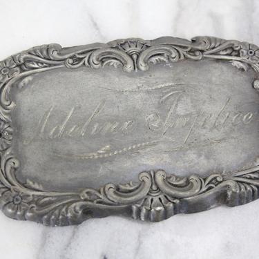 Antique Lead Casket Plate for Adeline Infelice 