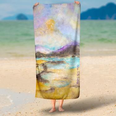 Coastal Sunset Original Art Beach Bath Towel ~ Ocean Seascape Bath Towel ~ Oceanside Art Towel ~ Bathroom Décor Towel ~ Beach House Decor 