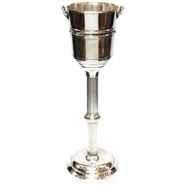 Art Deco Style WearBright Chrome Champagne Ice Bucket with Matching Stand