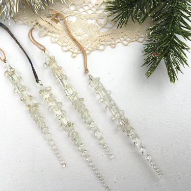 Vintage Glass Icicle Ornaments, Christmas Tree Decoration, Winter Icicles 