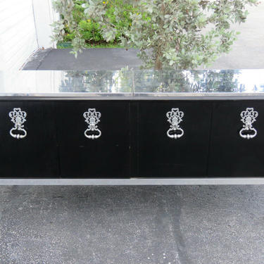 Hollywood Regency Painted Black Sideboard Buffet Server Console 1322