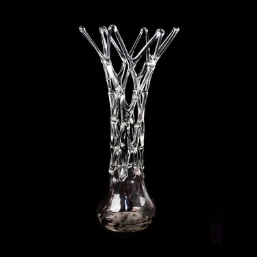 Ion Tamaian Fused Glass Lattice Sculpture Vase 
