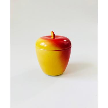 Vintage Painted Milk Glass Apple Container 