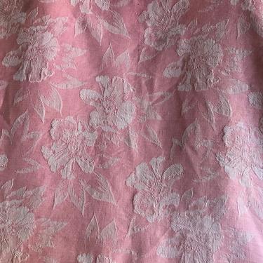 French Floral Damask Ticking Fabric, Pink Hibiscus Floral Pattern, Sewing Patchwork Supply, French Textiles 