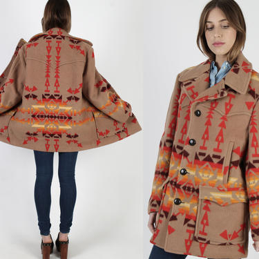 Mens Wool Pendleton Jacket / Southwestern Blanket Jacket / Native American Harding Coat / Aztec Print Western Barn Jacket 