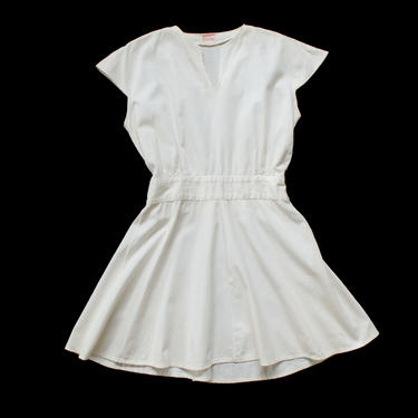 1940s Dress / White 40s Gym or Tennis Mini Dress 