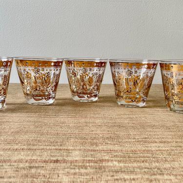 Vintage Georges Briard Glasses - Persian Garden 22K Gold Design Glasses - RARE Signed Georges Briard Barware - Briard Cocktail Glasses 