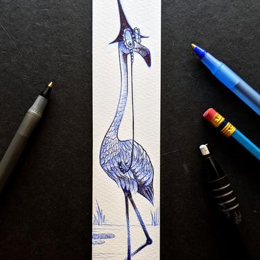 Printed Bookmark—Flamingo Witch