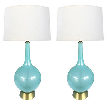 A Translucent Pair of Murano 1960's Pale-blue Bottle-form Lamps