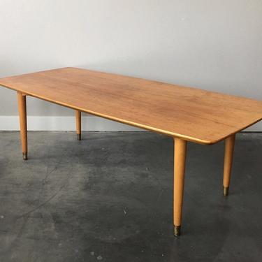 vintage mid century modern blonde coffee table