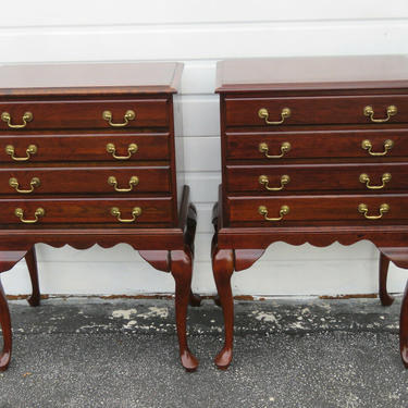 Solid Cherry Pair of Silver Chests Storage Cabinets Tall Bedside Tables 1603