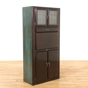 Mid Century Bar Cabinet w/ Painted Teal Sides