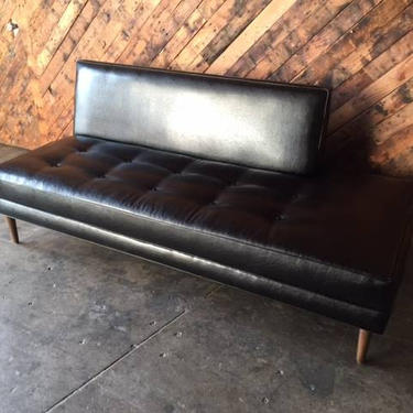 Mid Century Style Custom Black Vinyl Day Bed Sofa 
