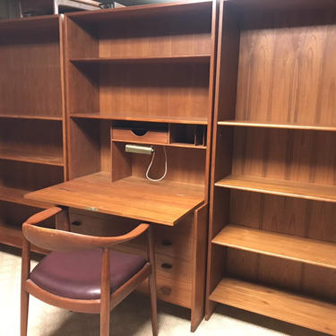 Danish Modern Vintage Teak bookcase desk wallunit HANS WEGNER 