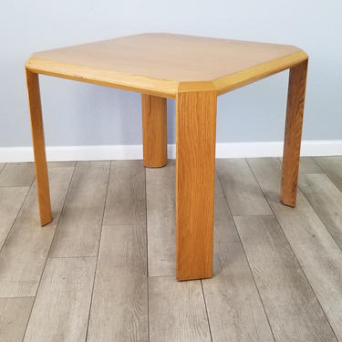 1980s Postmodern Style Solid Wood Square Dining Table. 