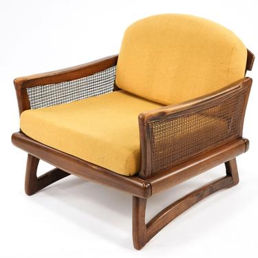 Adrian Pearsall Style Walnut and Cane Lounge Chair